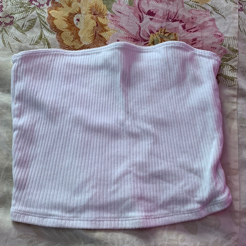 Hollister Ribbed White Tube Top